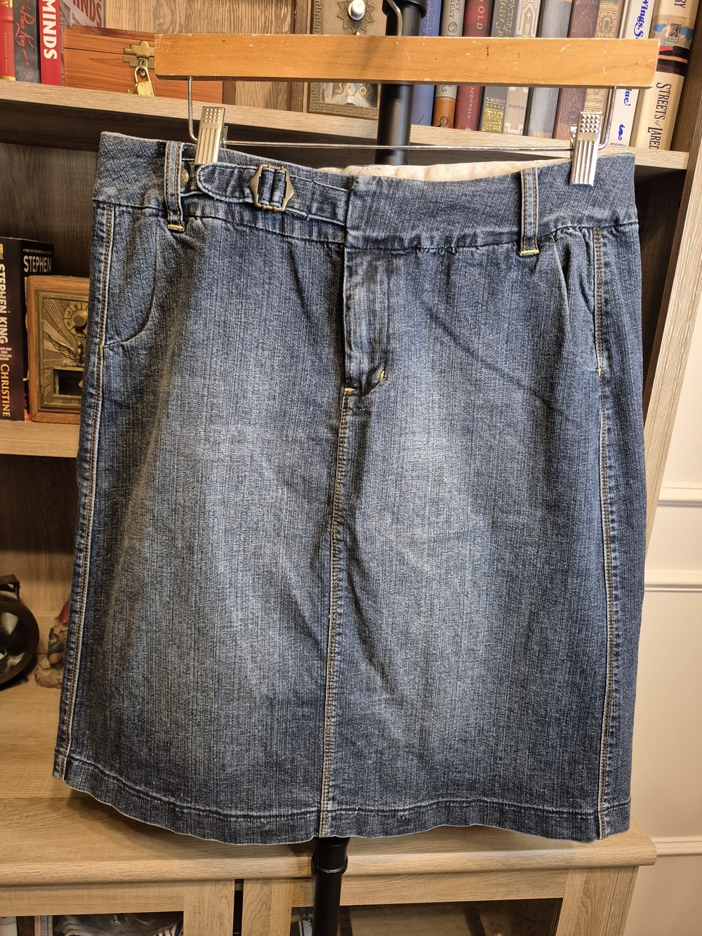 Mixit Blue Denim Midi Skirt with Waist Buckle C1 - Jjohn
